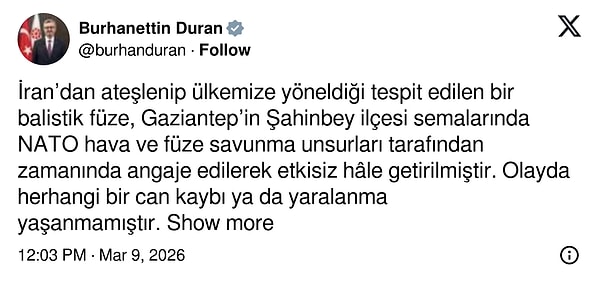 İletişim Başkanı Burhanettin Duran'dan açıklama ð